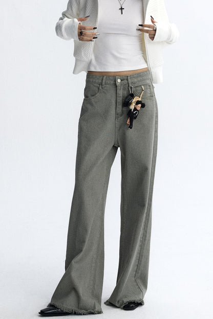 Distressed Gray Bootcut Jeans Pants