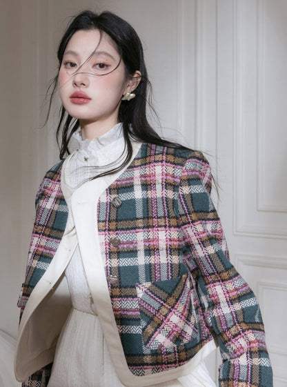 Short checked jacket