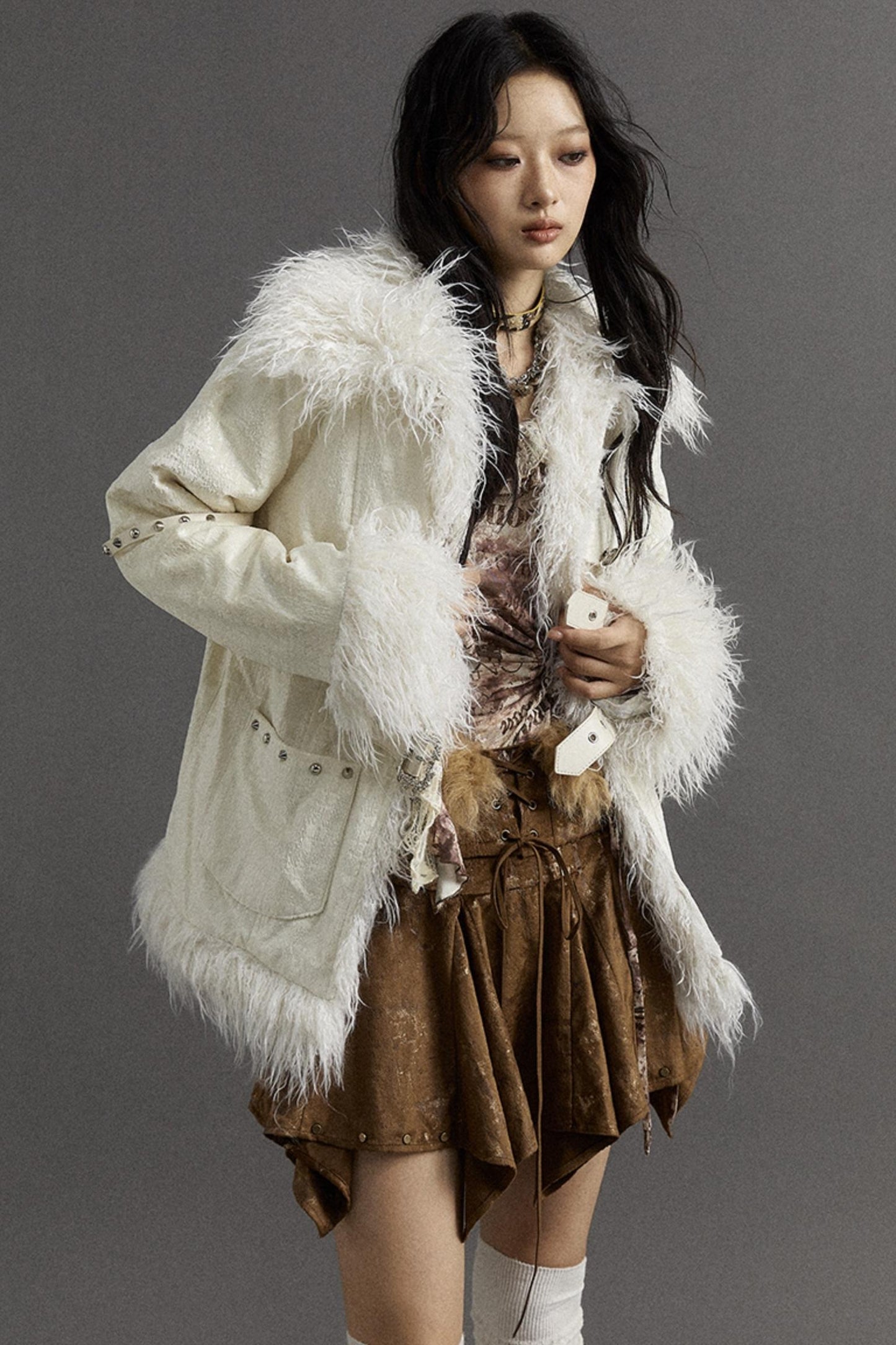 Baroque Panel Fur Jacket