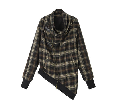 Asymmetric Check Punk Jacket