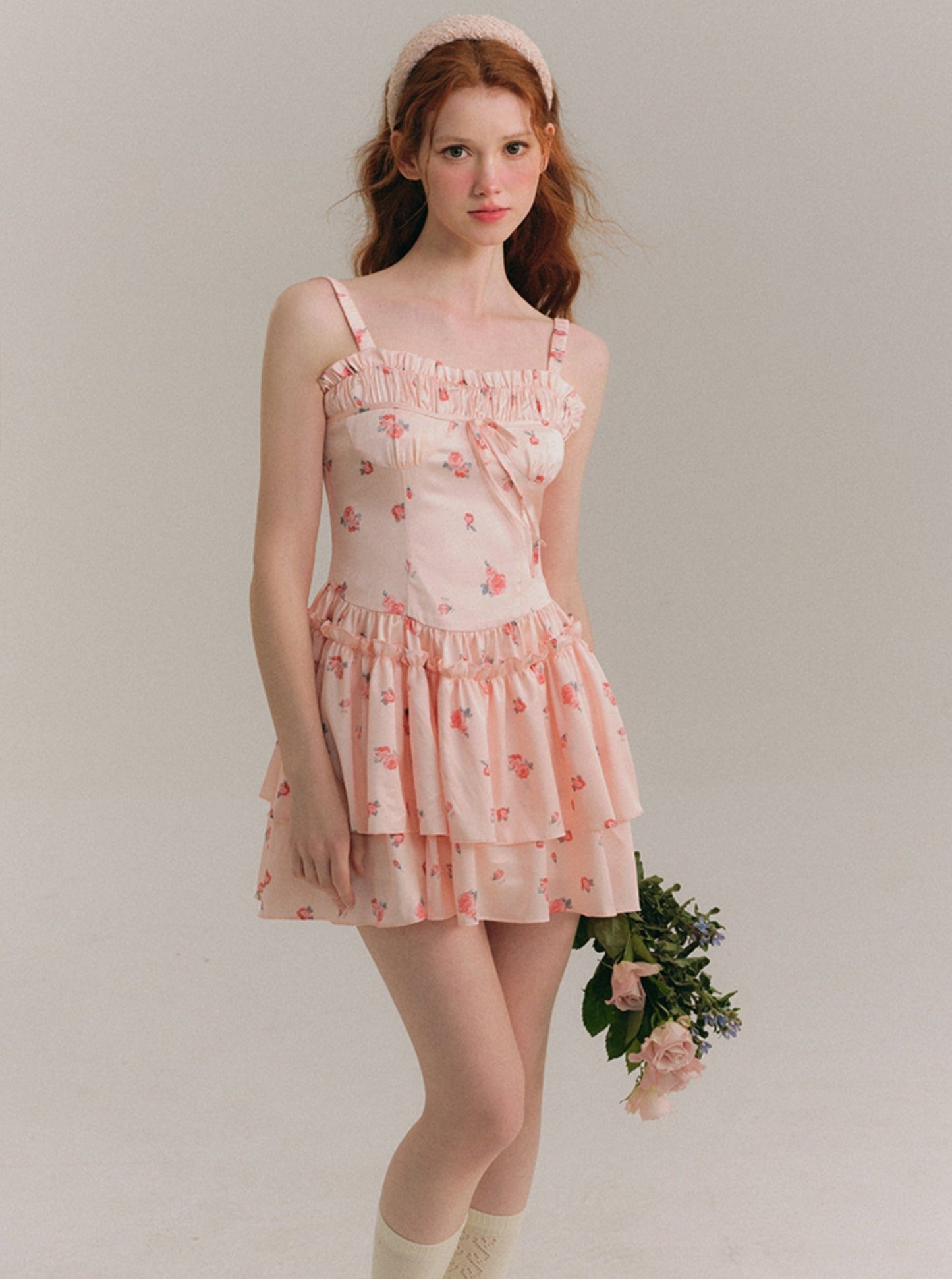 Blush Satin Suspender Dress