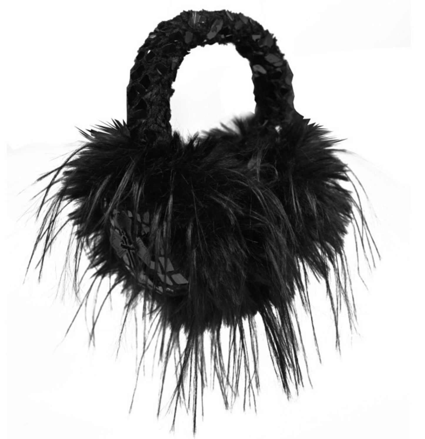 Furry Black Cross Skull Earmuffs