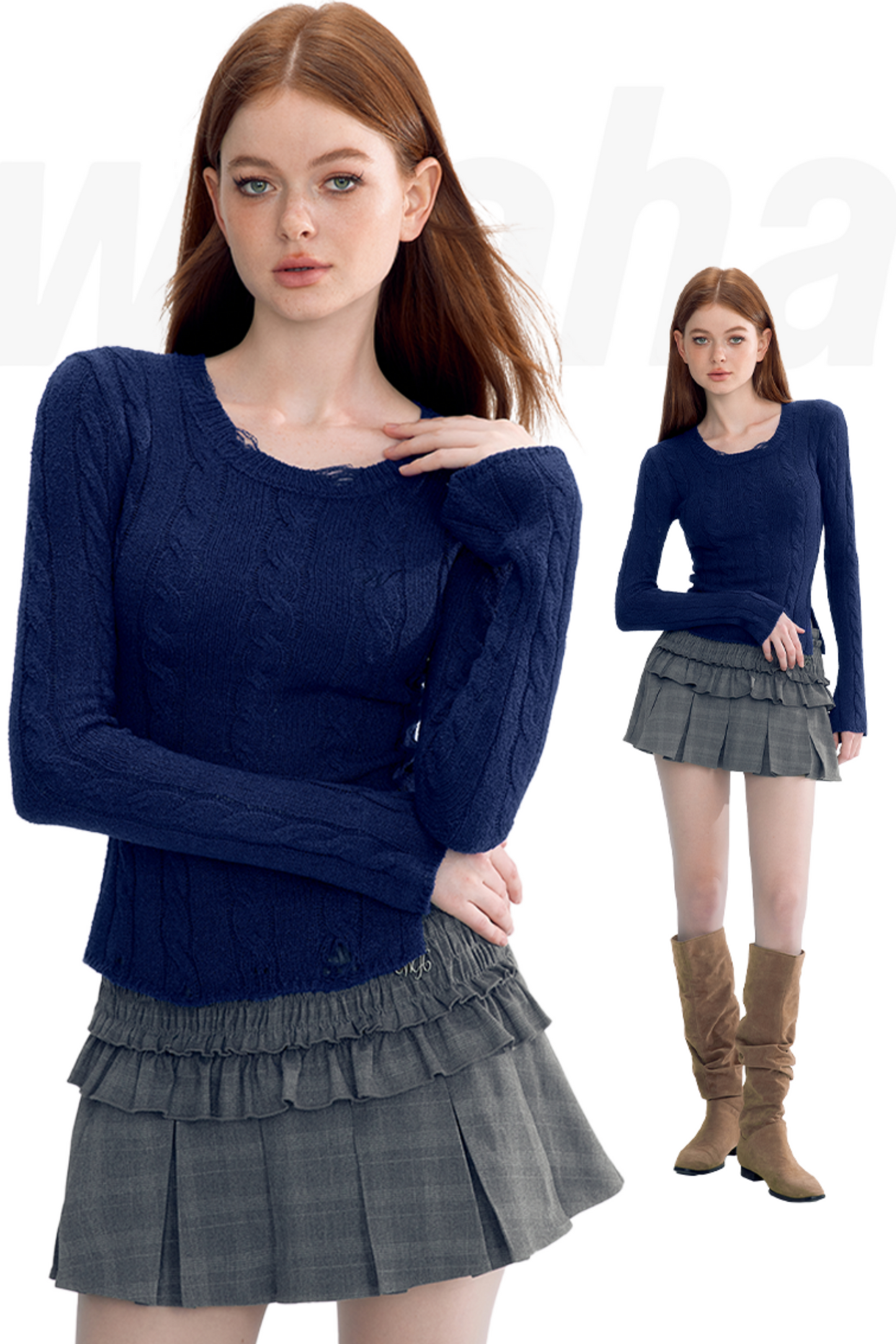 Short Slim Round Neck Sweater Top