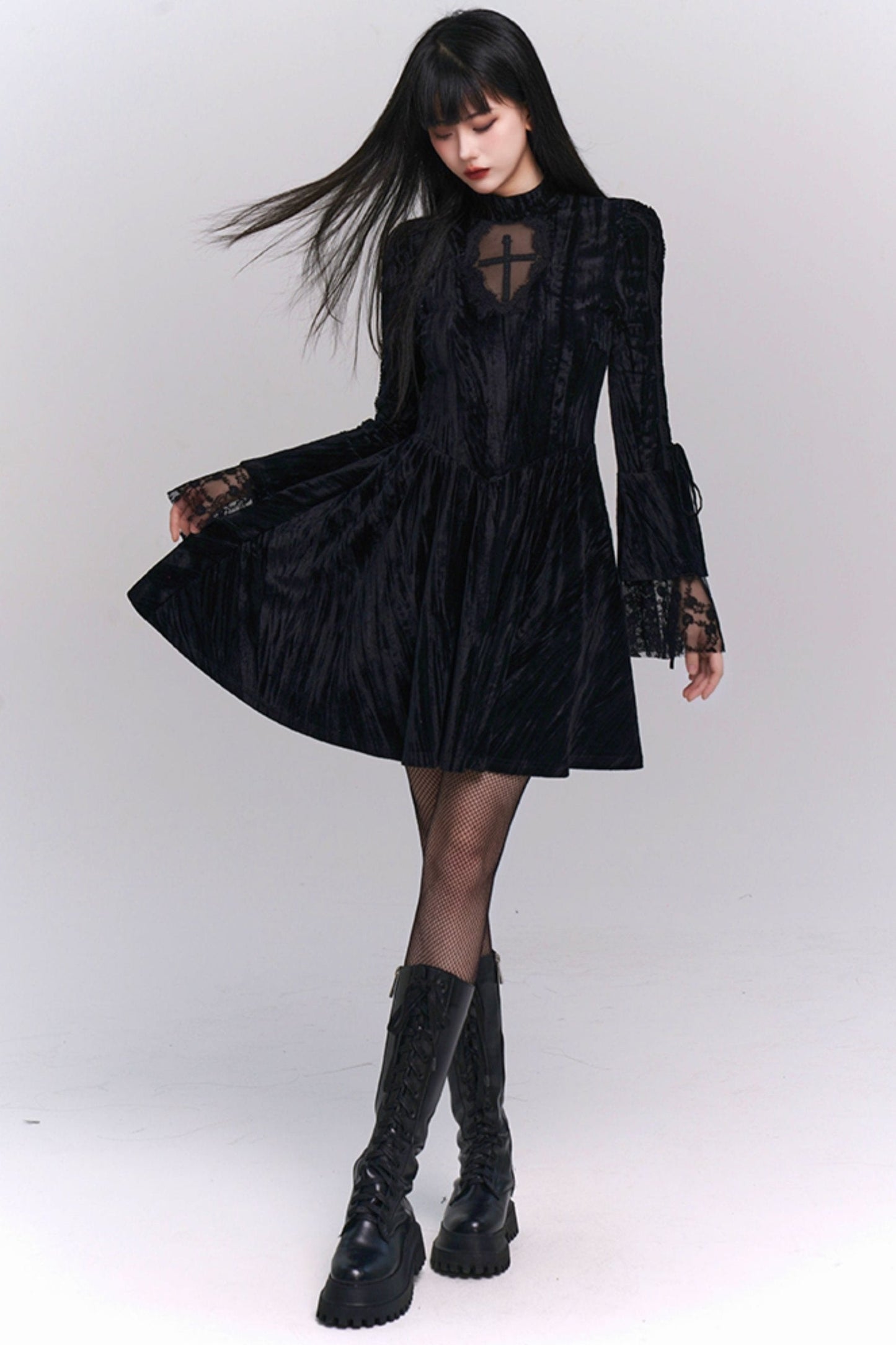 Unique Gothic Velvet Halloween Outfit Dress