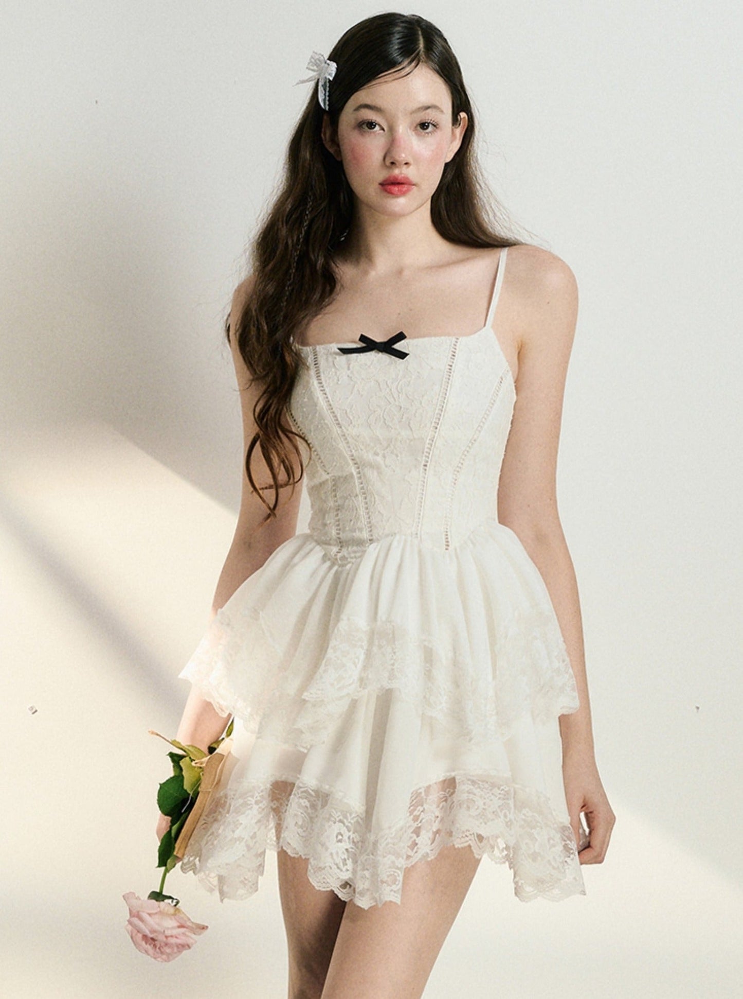 Lace White Suspender Dress