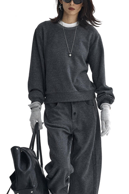 Dark Grey Split Cuff Sweatshirt Set-Up