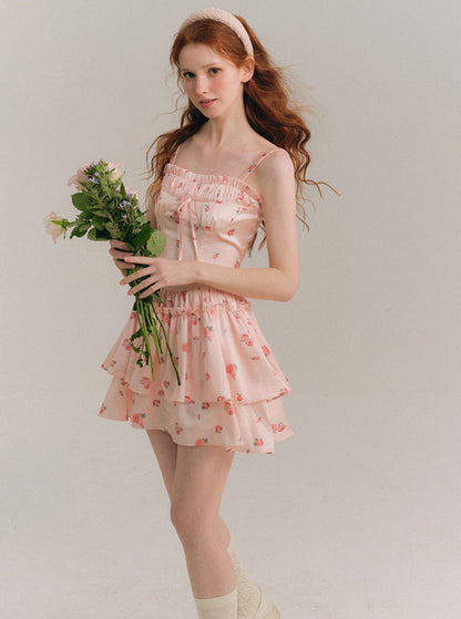 Blush Satin Suspender Dress