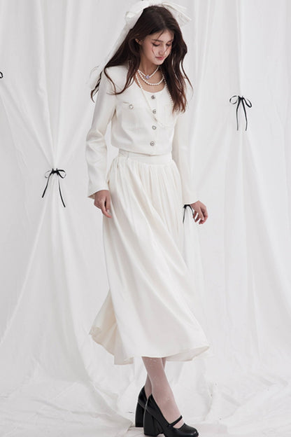 Satin Long Sleeve Coat Dress