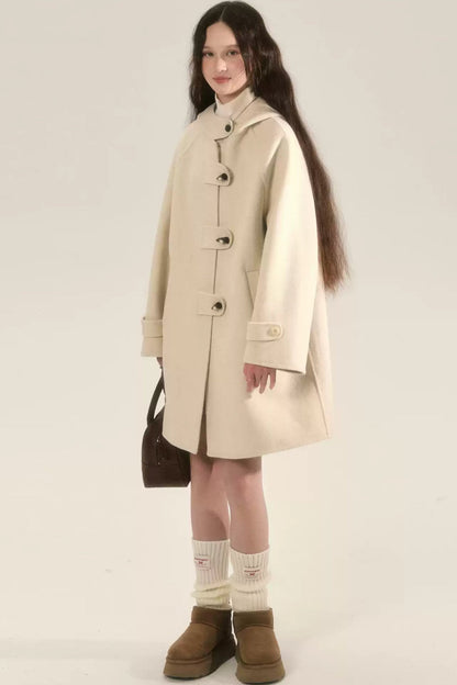 Horn Buttoned Wool Tweed Coat