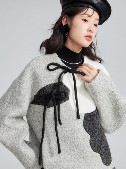 Chinese style woolen top