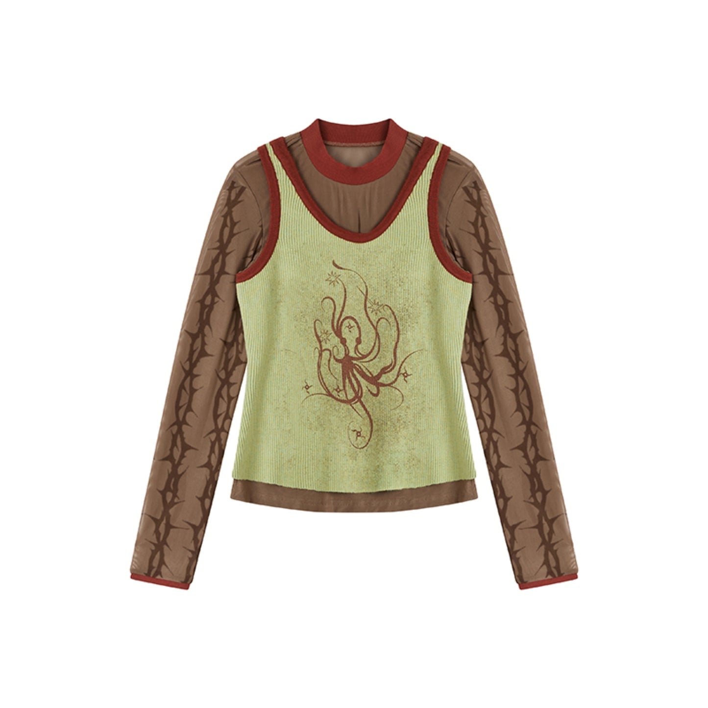 Octopus Print T-Shirt Two-Piece Set