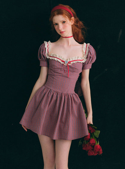 Glittering Plaid French Dress