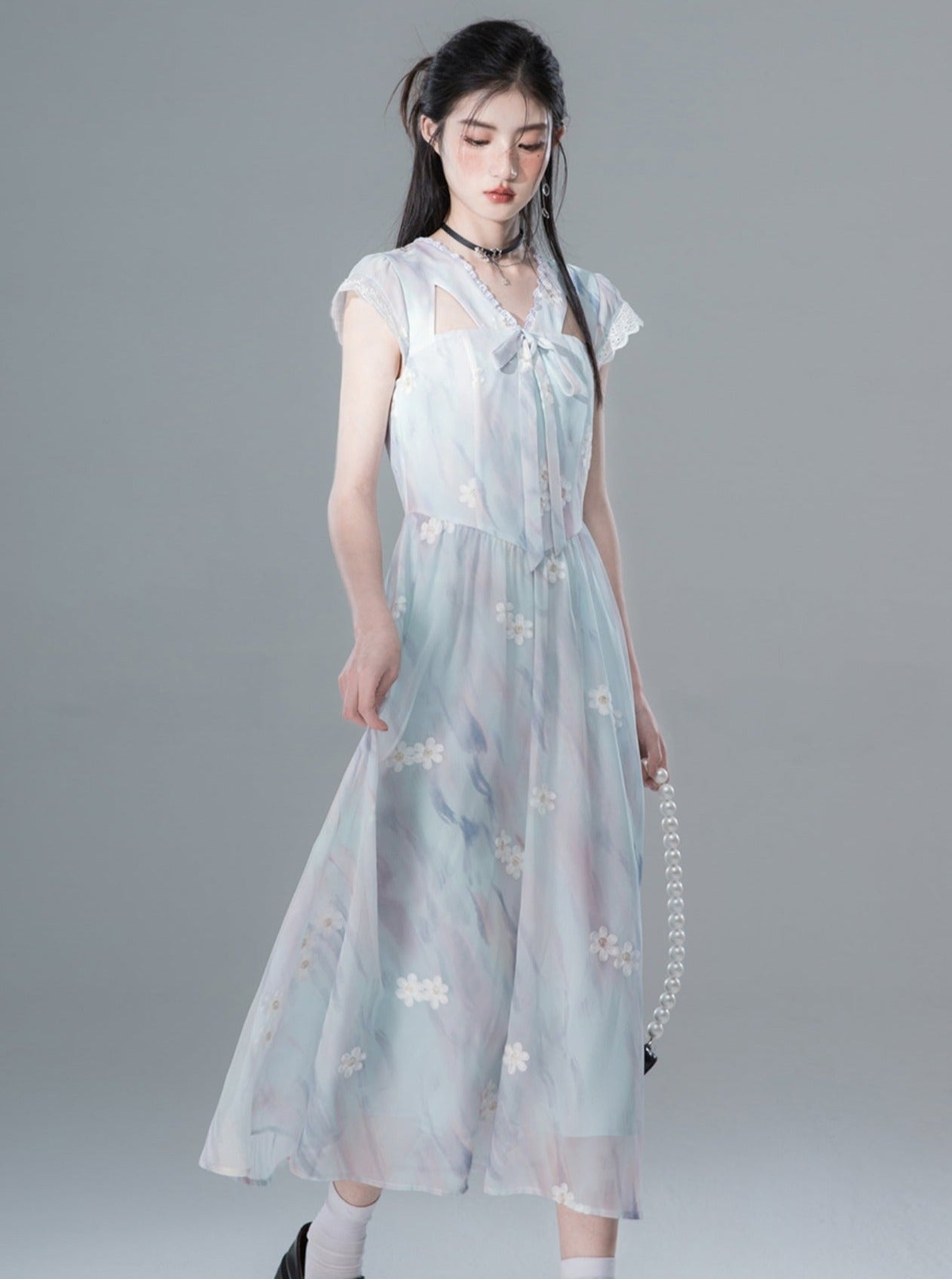 Sea Blue Transparent Cat Ear Dress