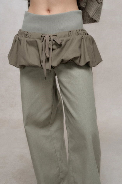 Retro Drawstring Loose Pants Set