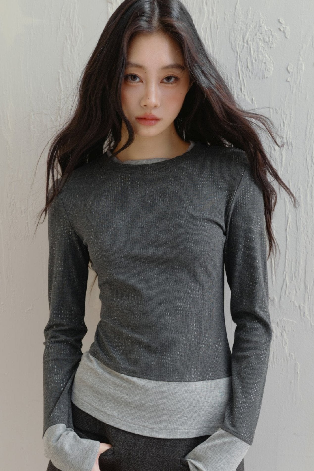 Glitter Contrasting Stitch Knit Undershirt