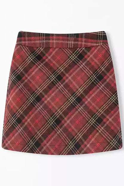 Slim Fit Checkered Skirt