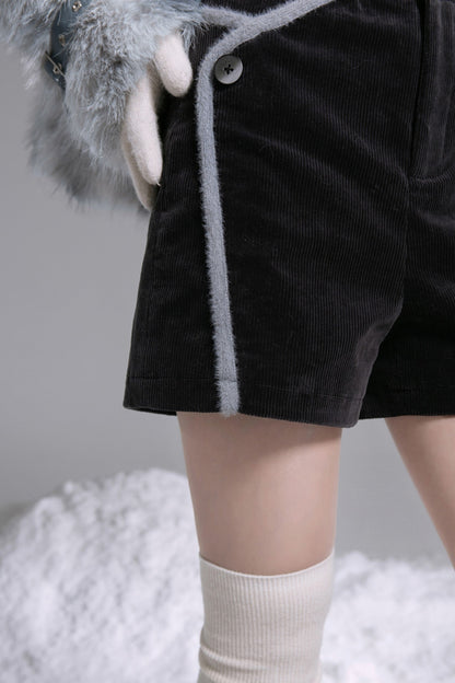 Twilight Black Corduroy Winter Shorts