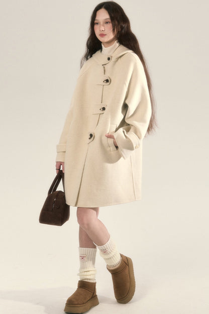 Horn Buttoned Wool Tweed Coat