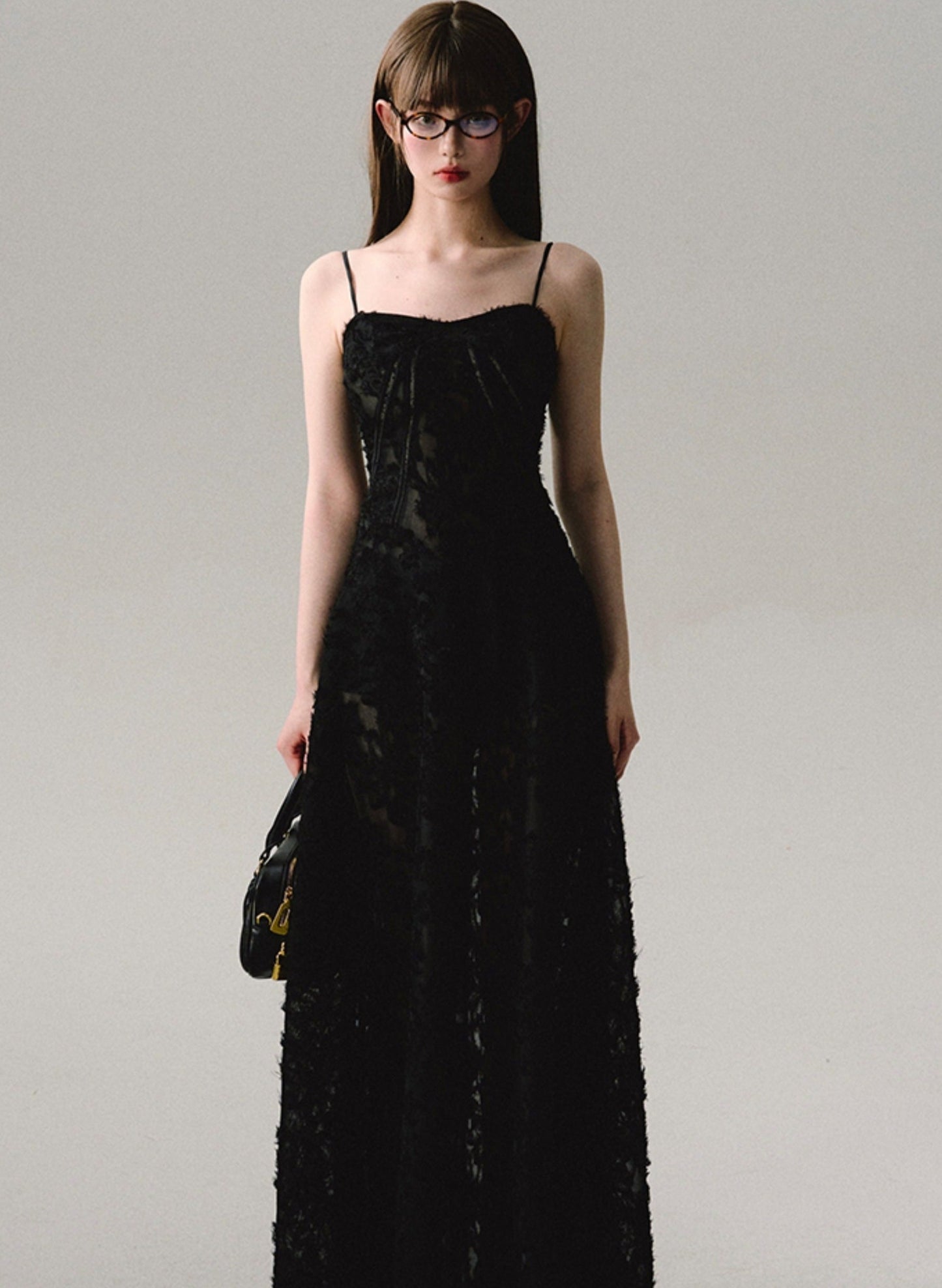 Black Cutout Lace Maxi Dress