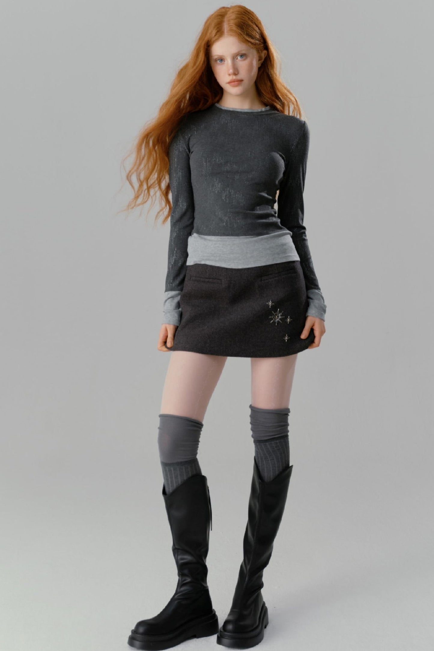 Glitter Contrasting Stitch Knit Undershirt