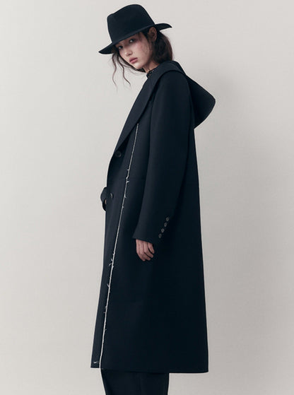 Hooded Long Black Blazer Jacket