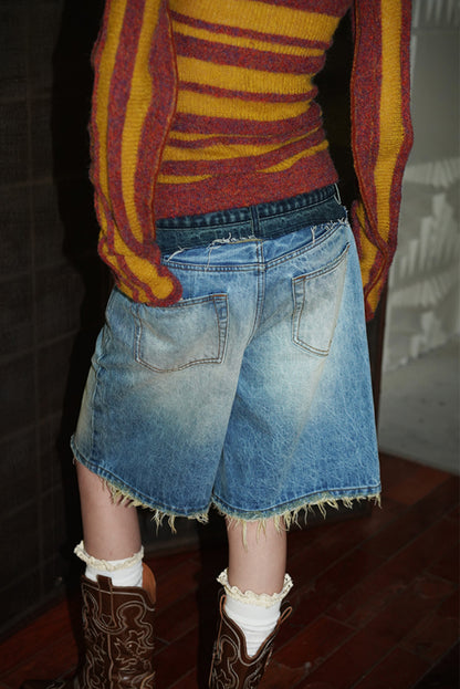 Distressed Wide Short Pant