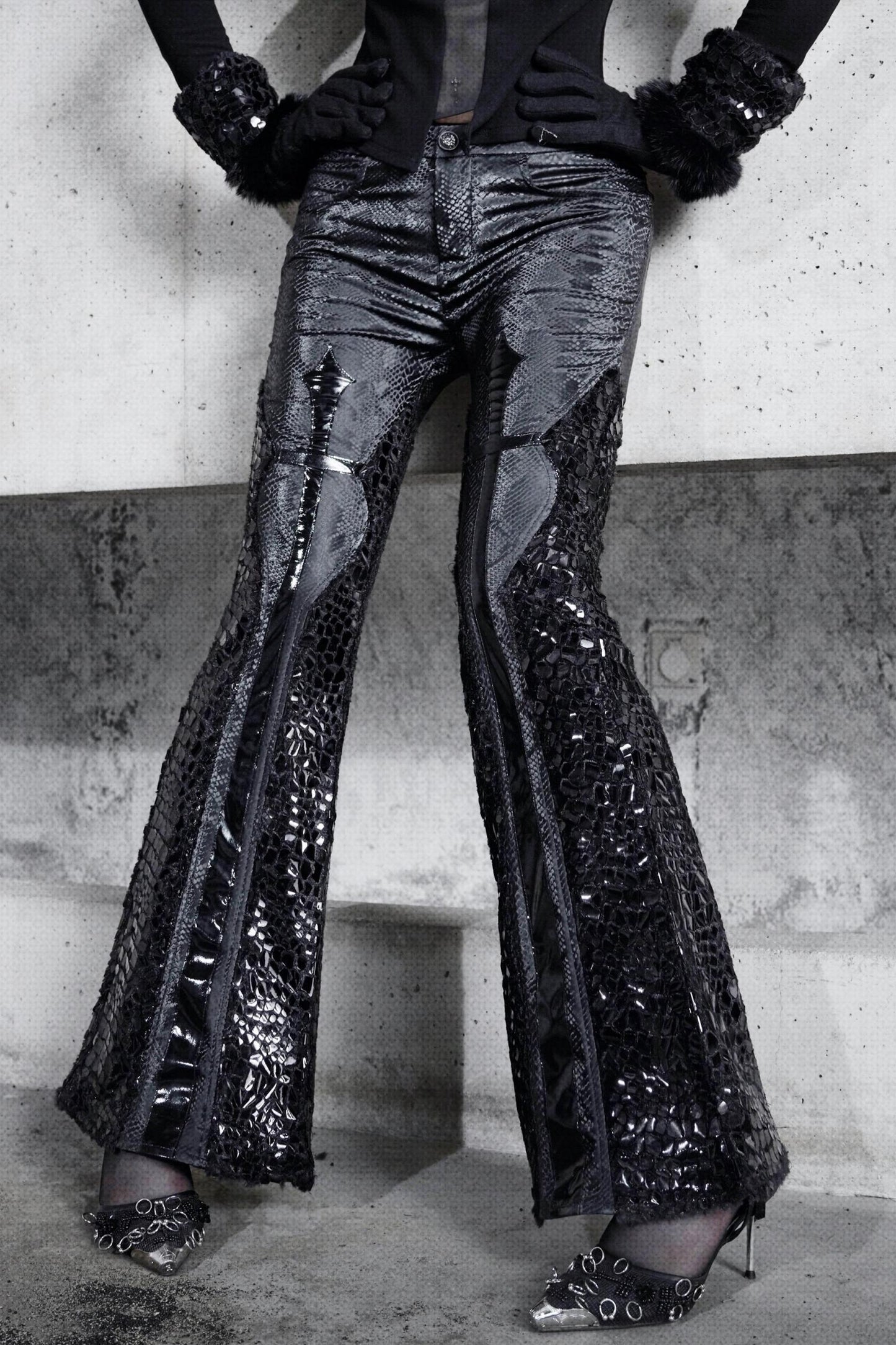 Patent Leather Gothic Flared Pants