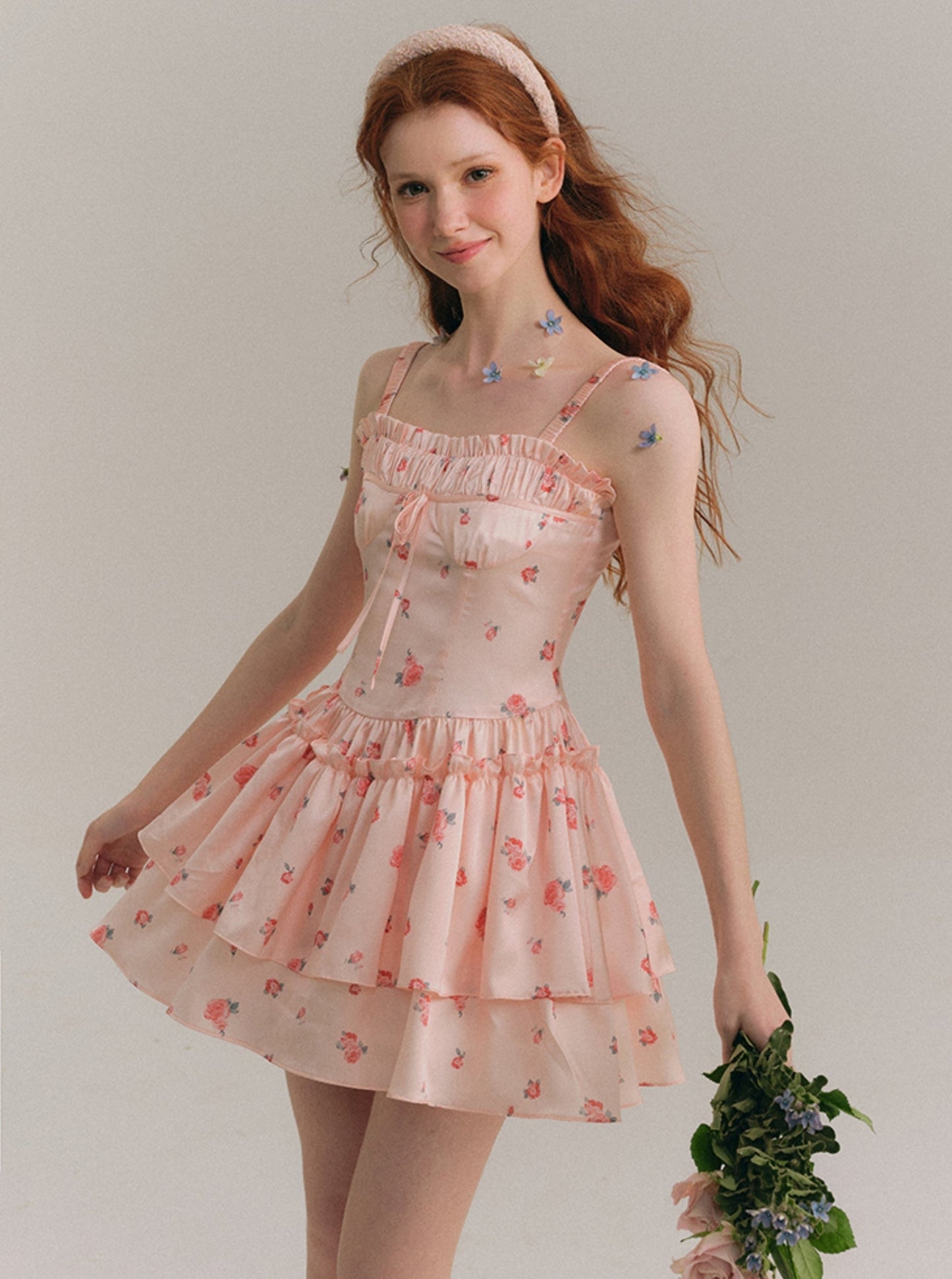 Blush Satin Suspender Dress