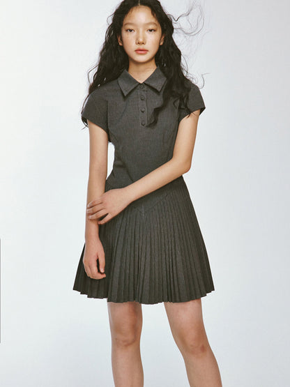 Striped Slim Fit Pleated Dress