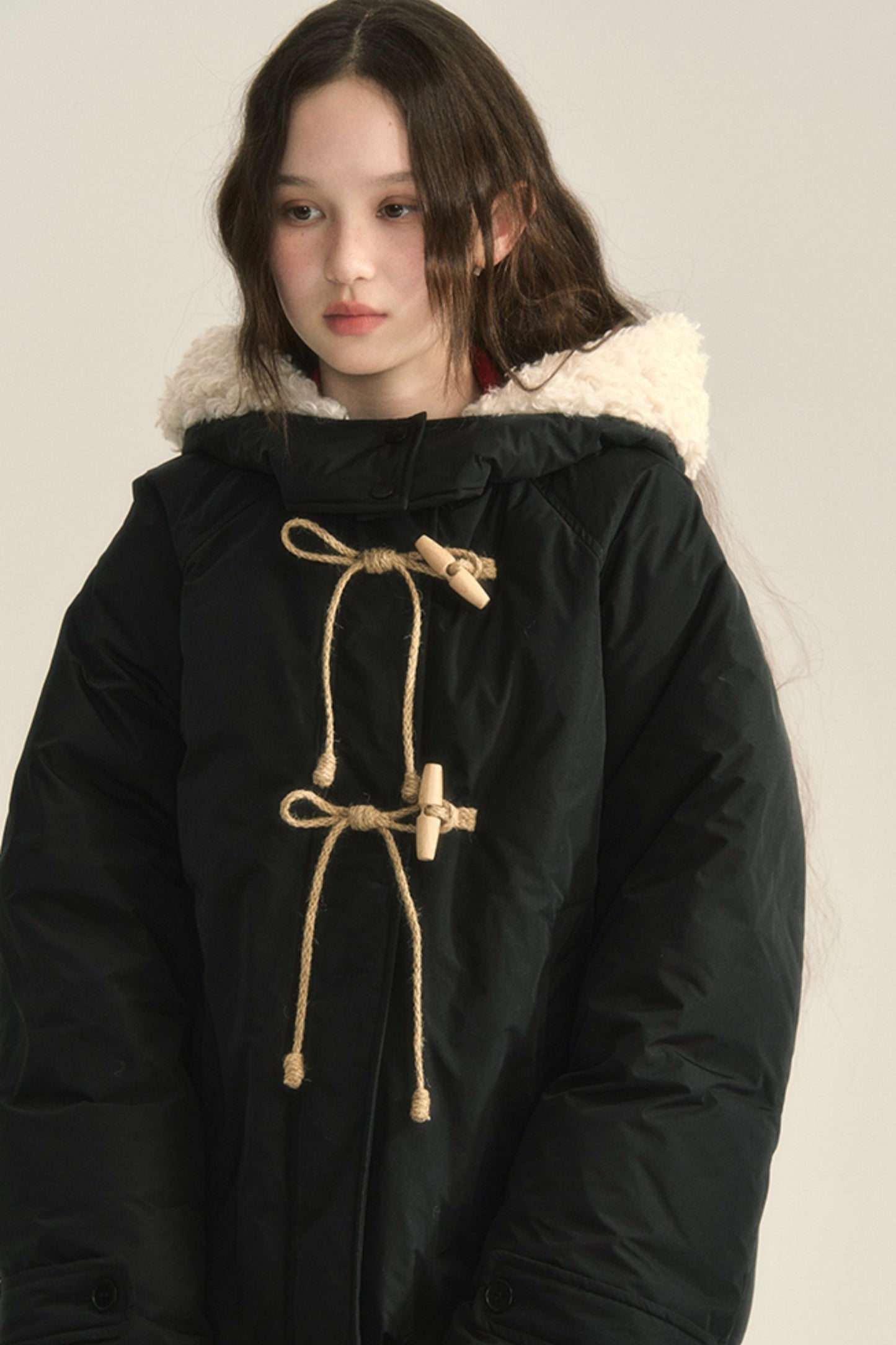 Warm Hooded Puffer With Bow