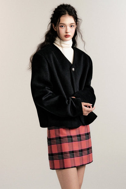 Intellectuals Pink Check Low-Rise Skirt