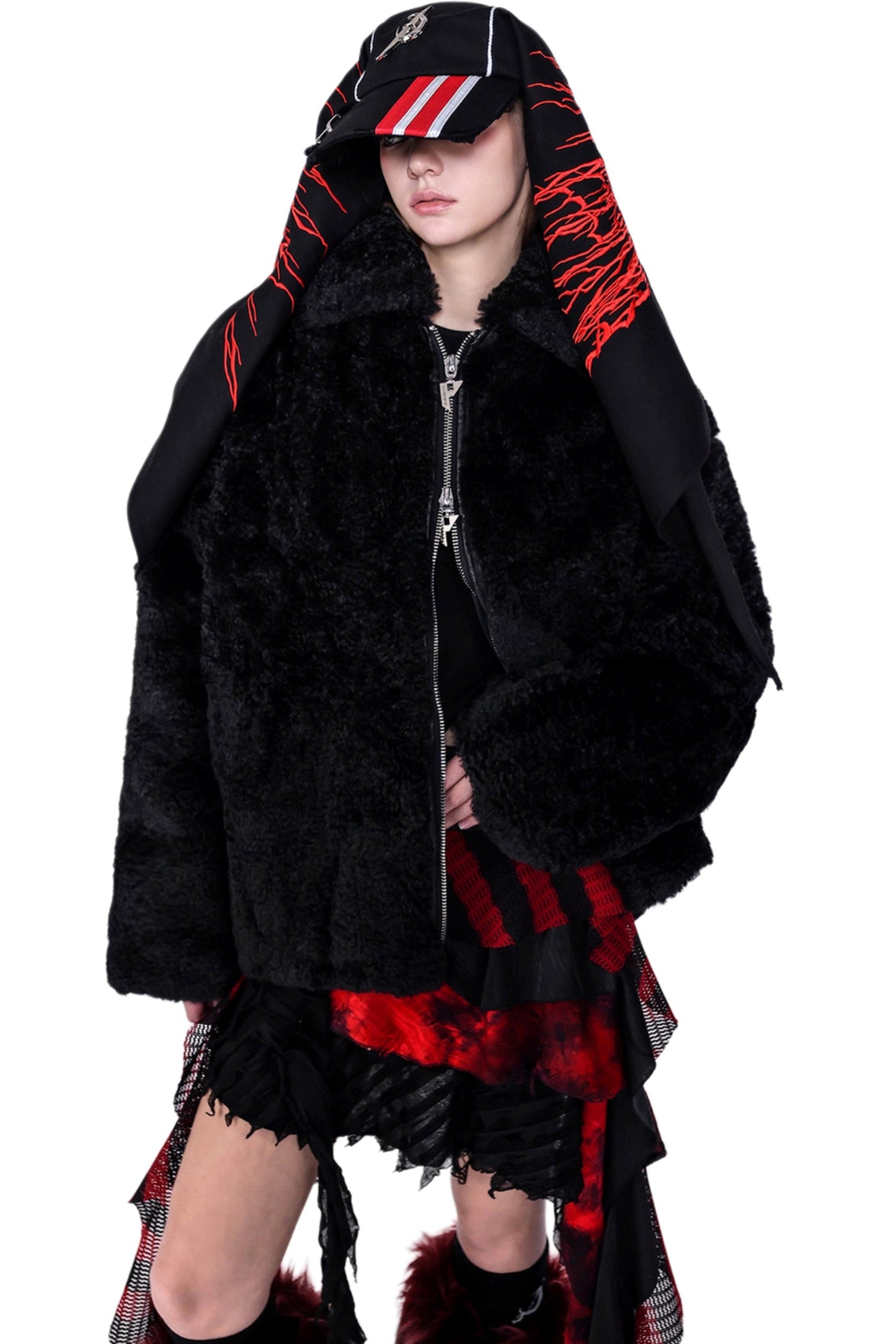 Double-Zip Fur Basic Jacket