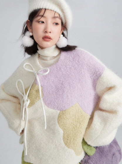 Chinese style woolen top