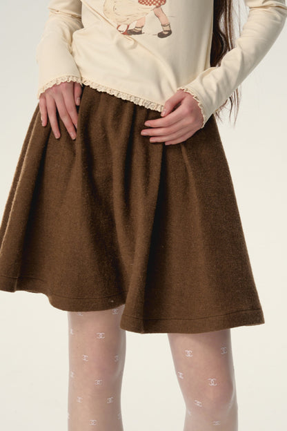 Racer-Shaped Tweed Midi Skirt