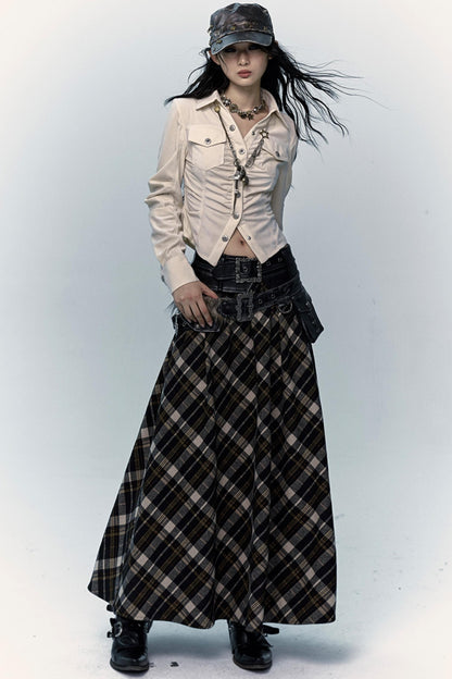 Checked Panel Maxi Skirt