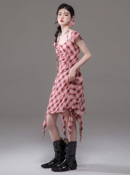 Sandalwood Red Checkered Dress