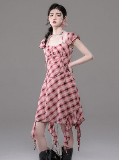 Sandalwood Red Checkered Dress