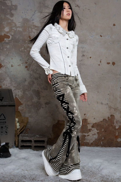 Low-Rise Straight-Leg Punk Pants