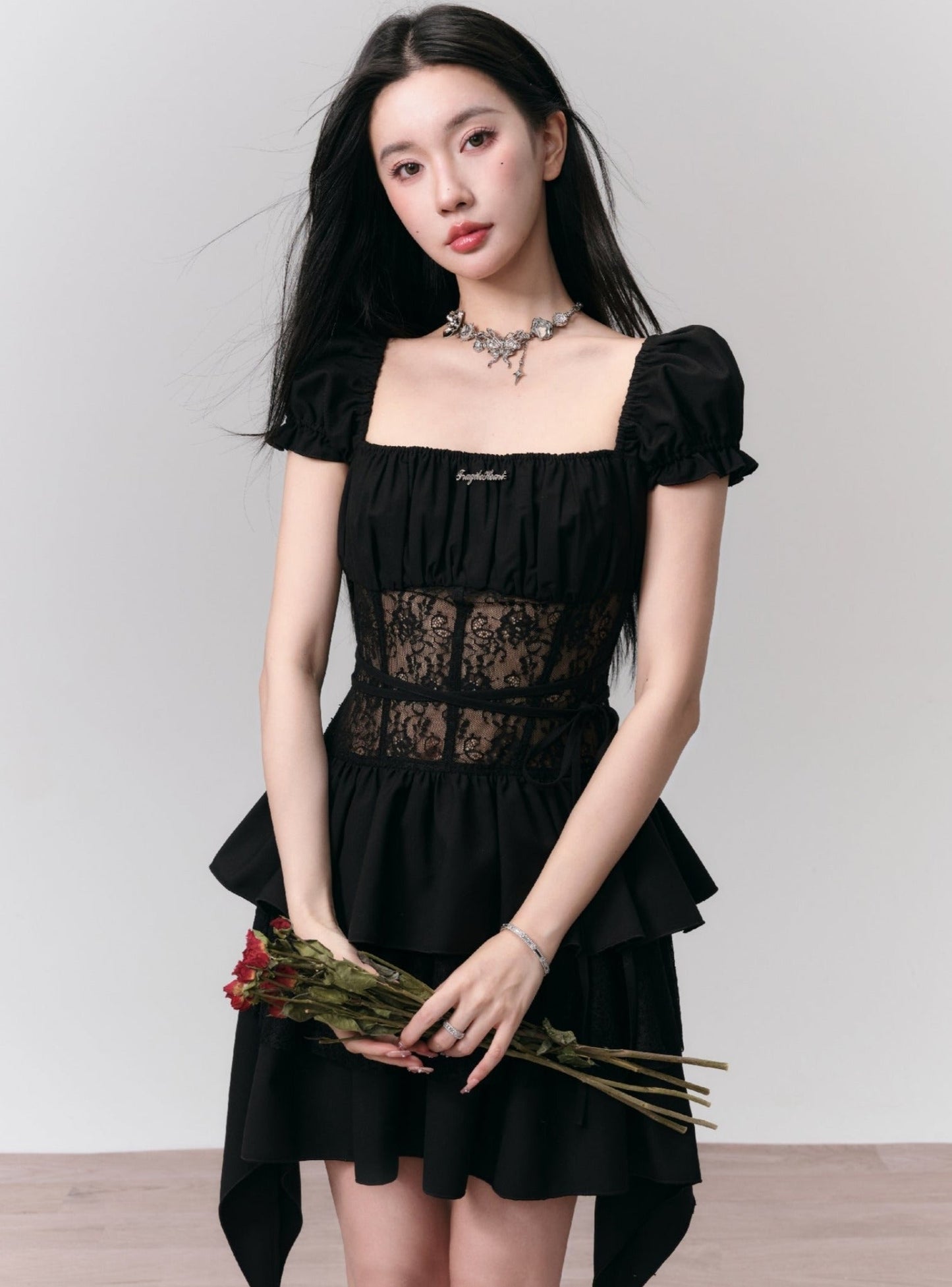 Black Romance Lace Cut-Out Dress