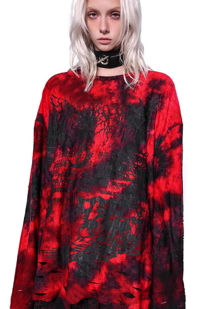 Grunge Red & Black Long T-Shirt