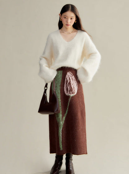 ambience contrast knit sweater skirt set