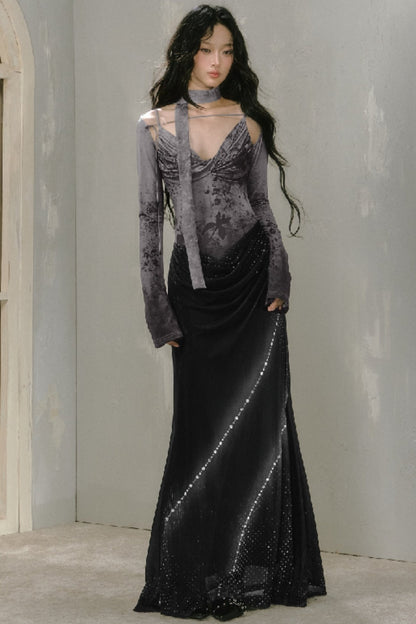 Gray Romantic Atmosphere Dress