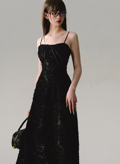 Black Cutout Lace Maxi Dress