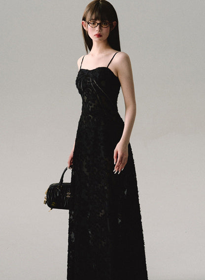 Black Cutout Lace Maxi Dress