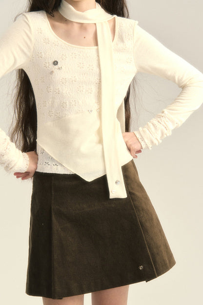 Versatile Corduroy Pleated Skirt