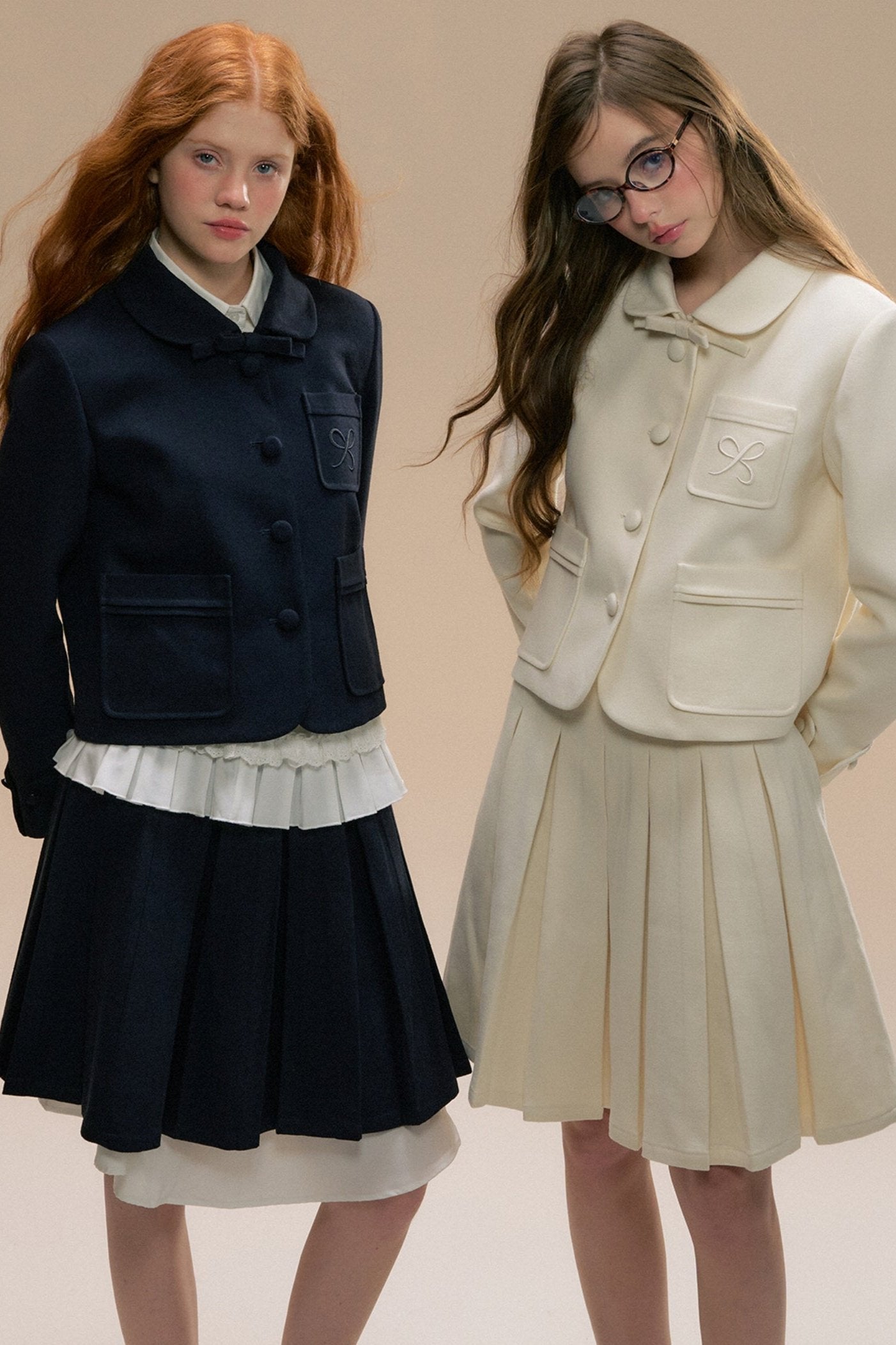 Navy Youth College Tweed Girl Set-Up