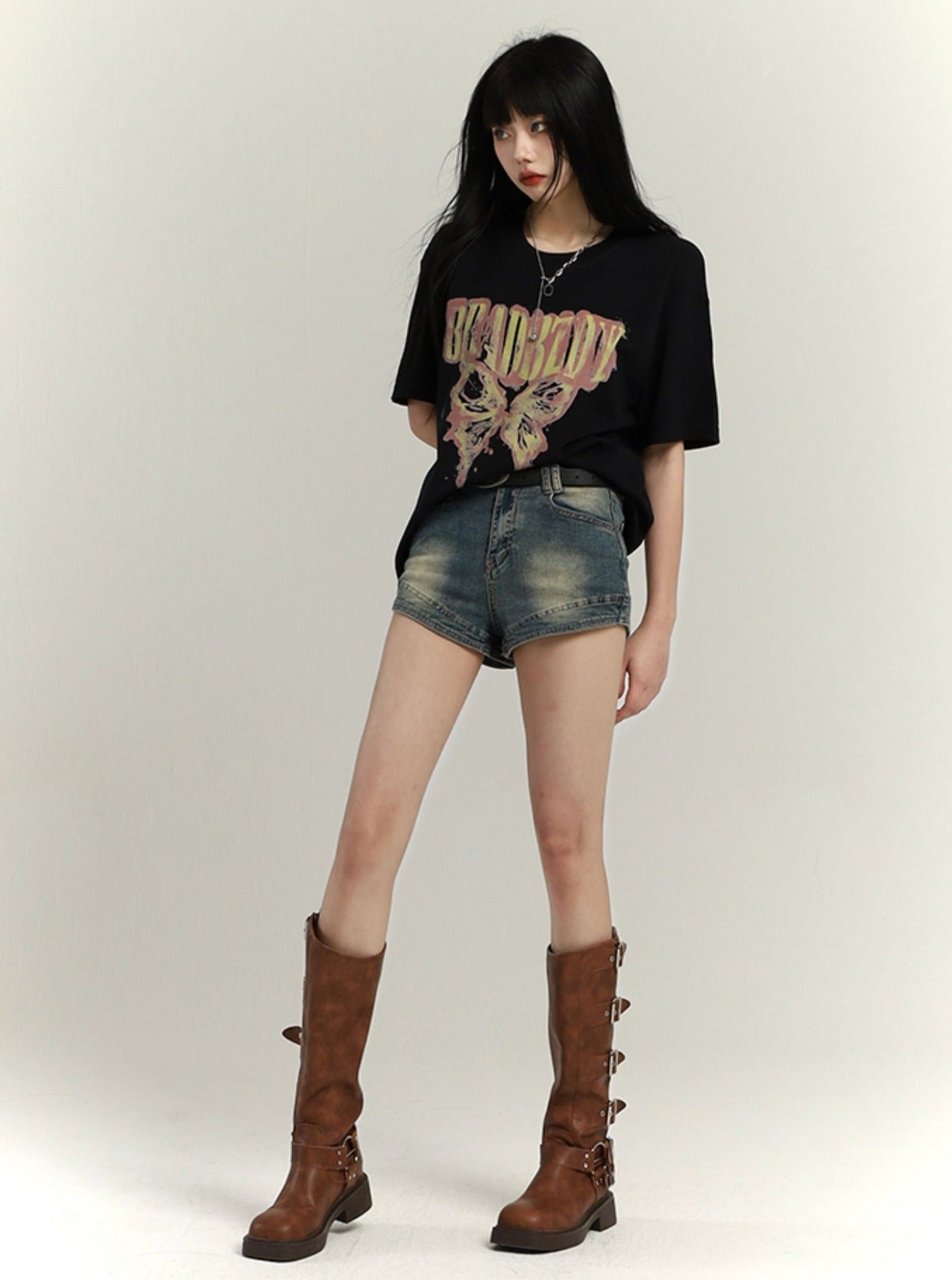 Loose Mid-length Bottoms T-Shirt