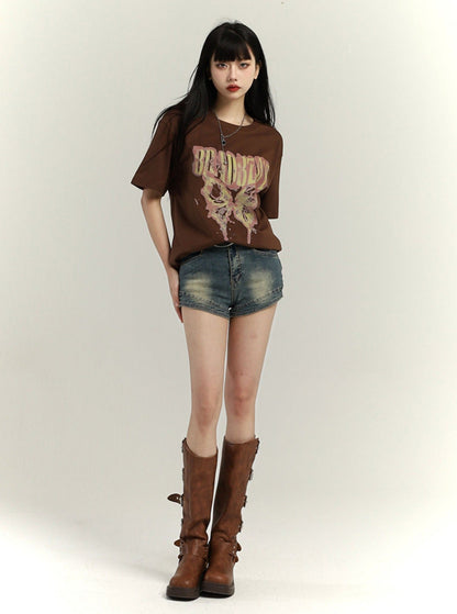 Loose Mid-length Bottoms T-Shirt