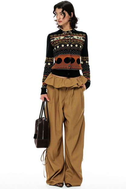 Lace Trim Wide Leg Pants