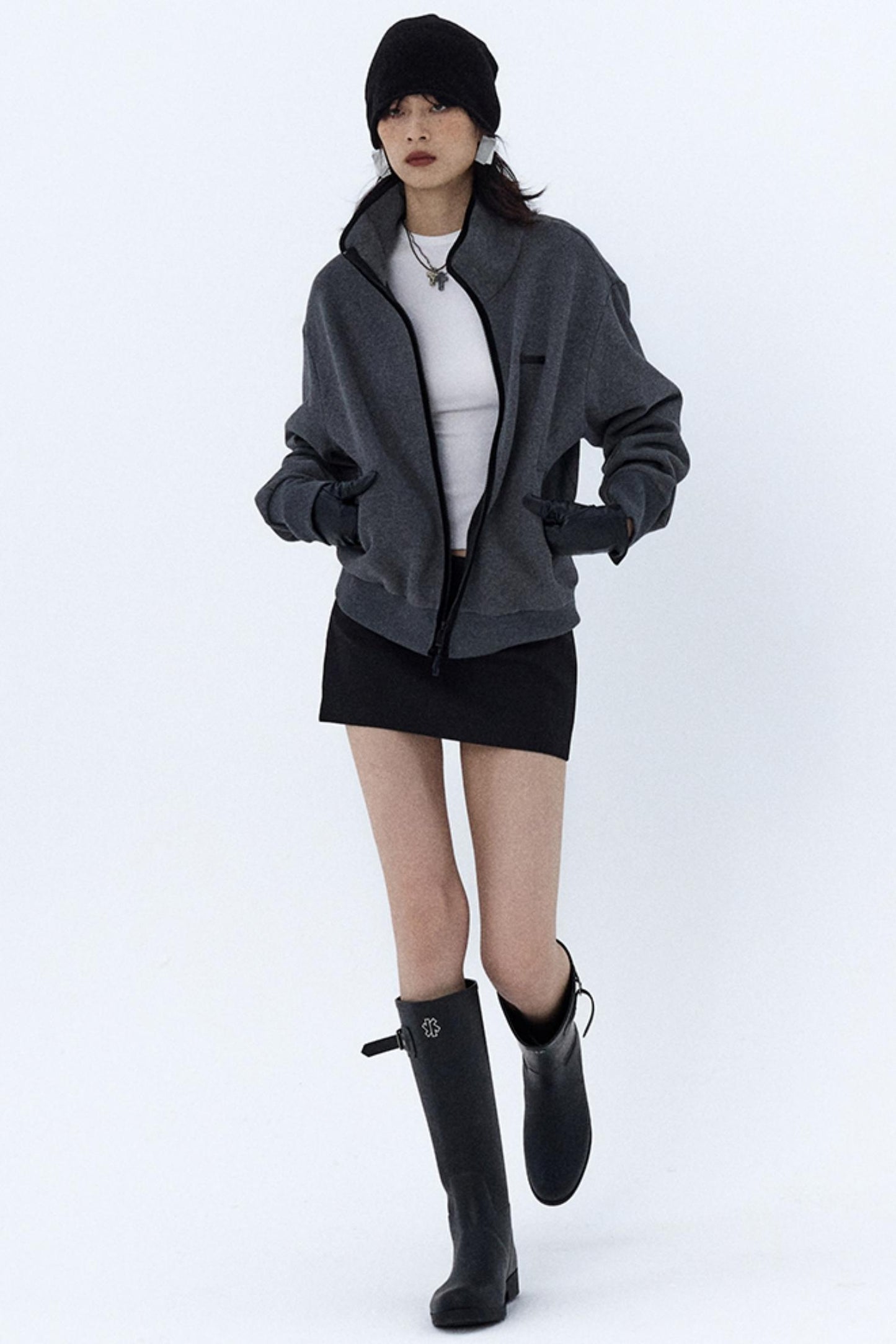 Double-Zip Stand Collar Jacket